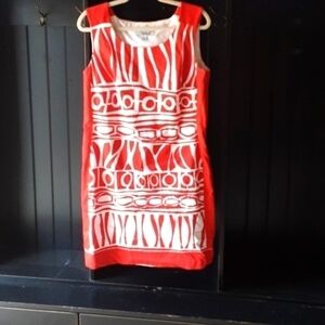 Cheetah ladies dress size 14 cool patterns on fabric red and white color